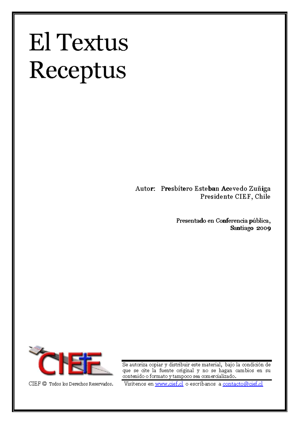 Textus Receptus Study Notes for CIEF Course - Studocu