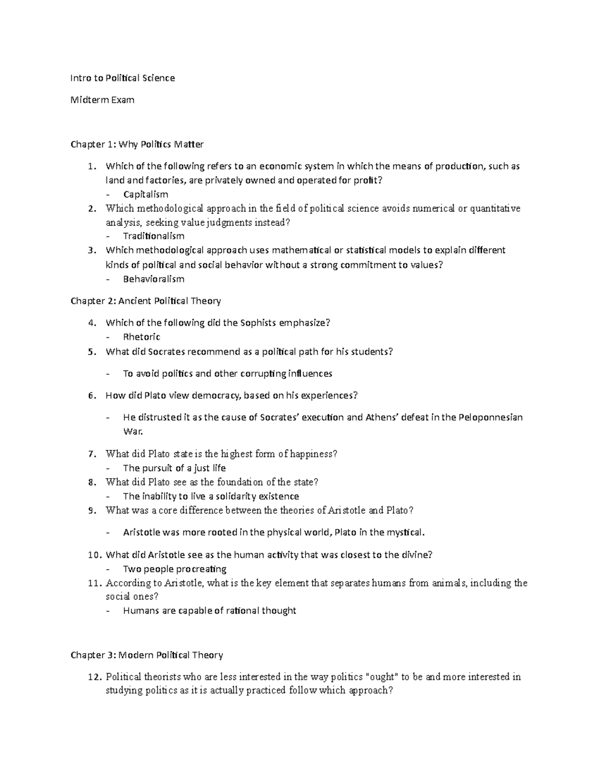 Political Science 101: Midterm Exam Study Guide & Key Concepts - Studocu