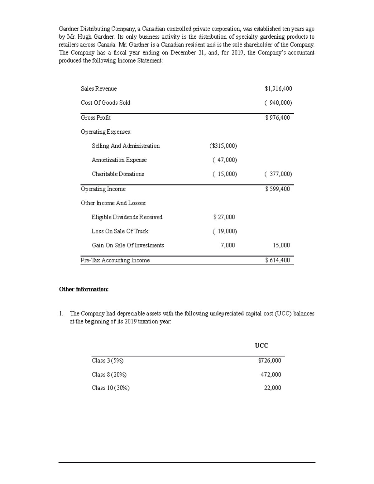 ACCT226 Chapter 13 Income Tax Calculations for Gardner Co. - Studocu
