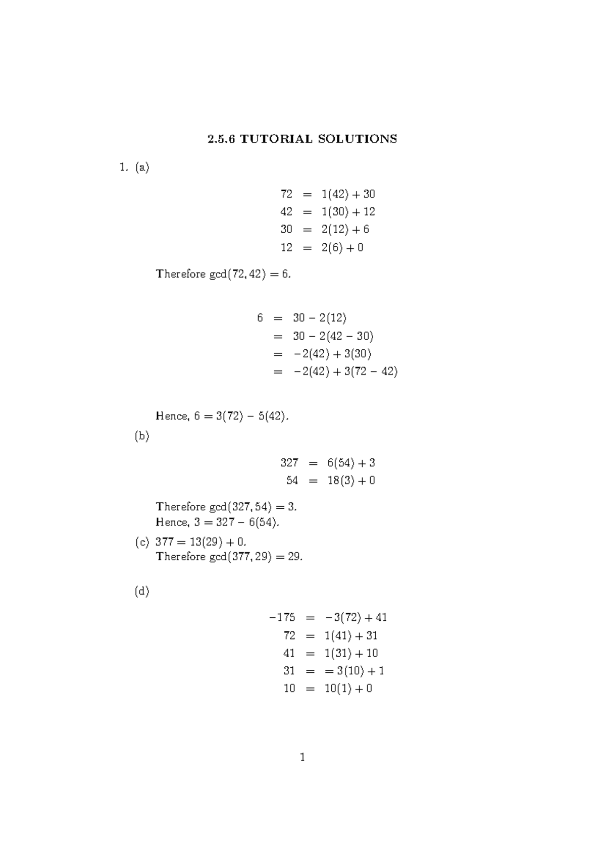 Tutorial Solutions for Chapter 2 - Math Concepts and GCD - Studocu