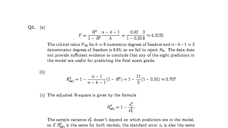 Solutions to Assignment 3 F25: Regression Analysis Insights - Studocu