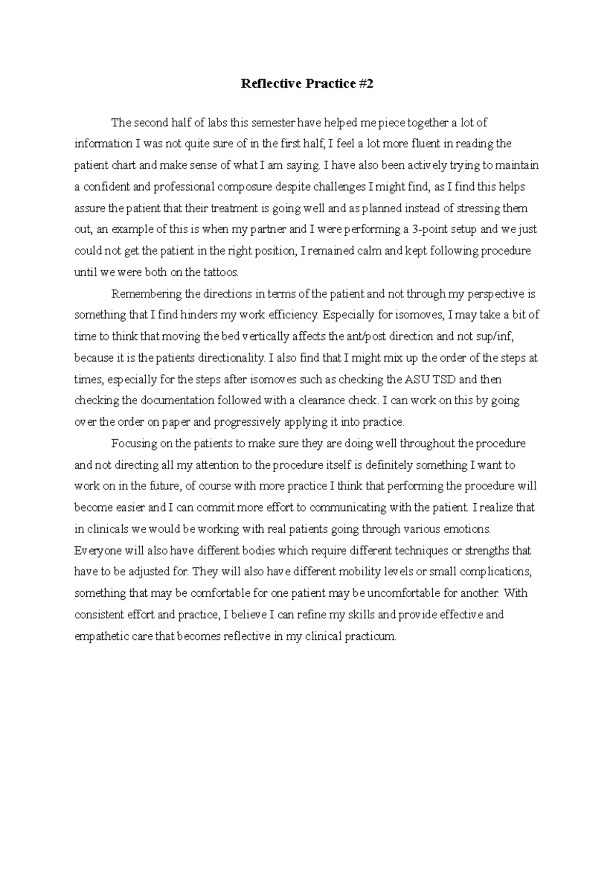 Reflective Practice #2: Insights from Clinical Labs - Studocu