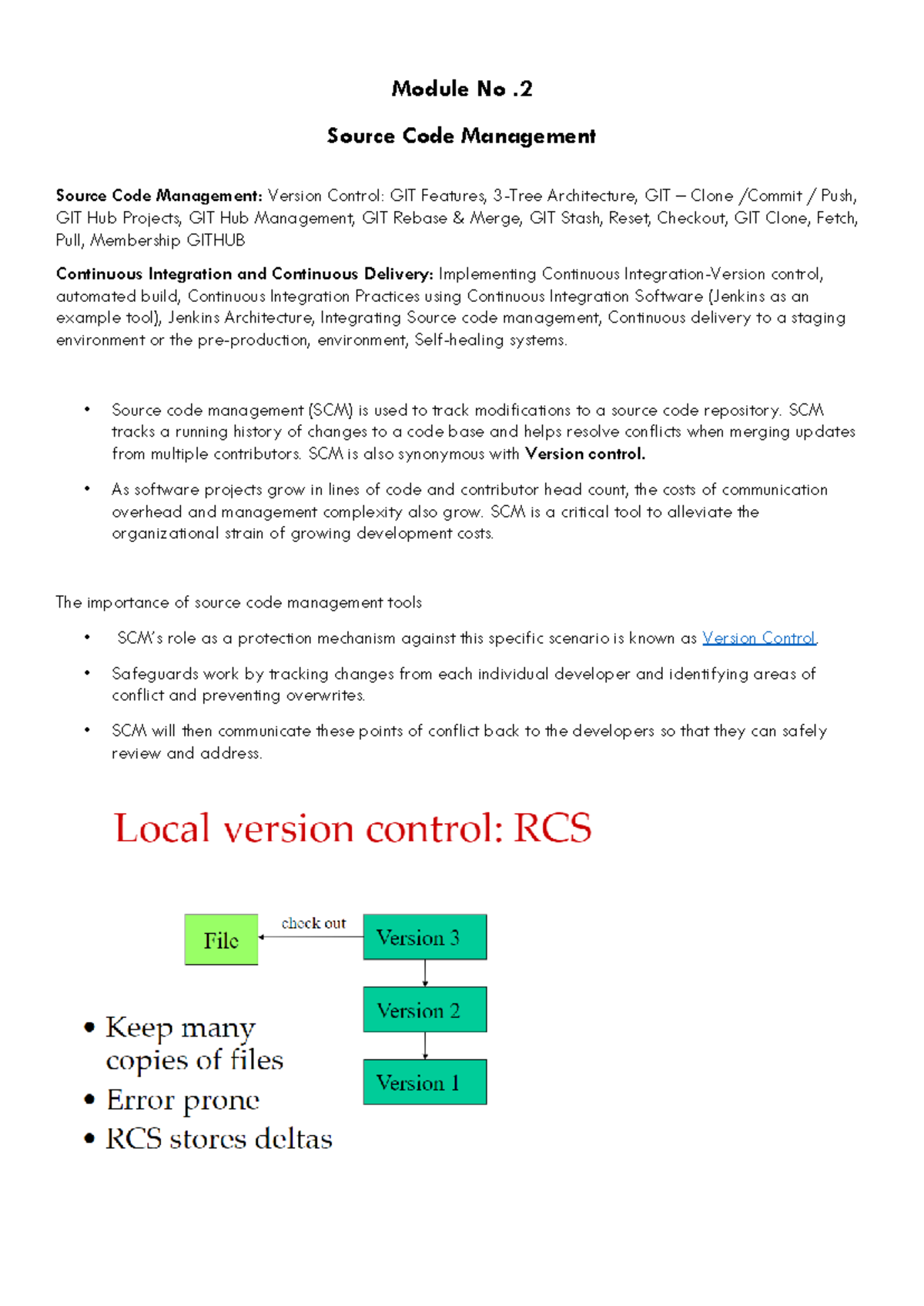 Mod 2 - Source Code Management: GIT Features & CI/CD Practices - Studocu