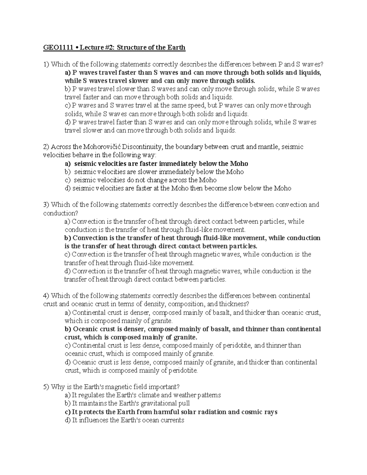 Lecture 2 A - practice material - GEO1111 • Lecture #2: Structure of ...