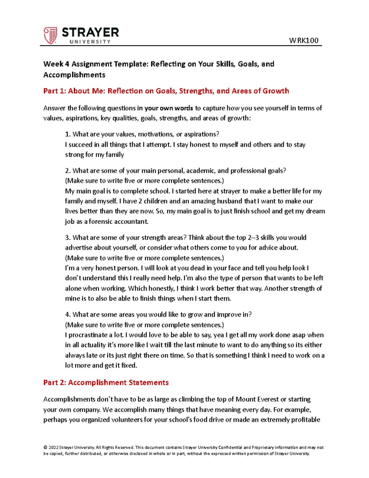 Ashley Hayslip WRK100 Week 4 Assignment Reflection - Week 4 Assignment ...