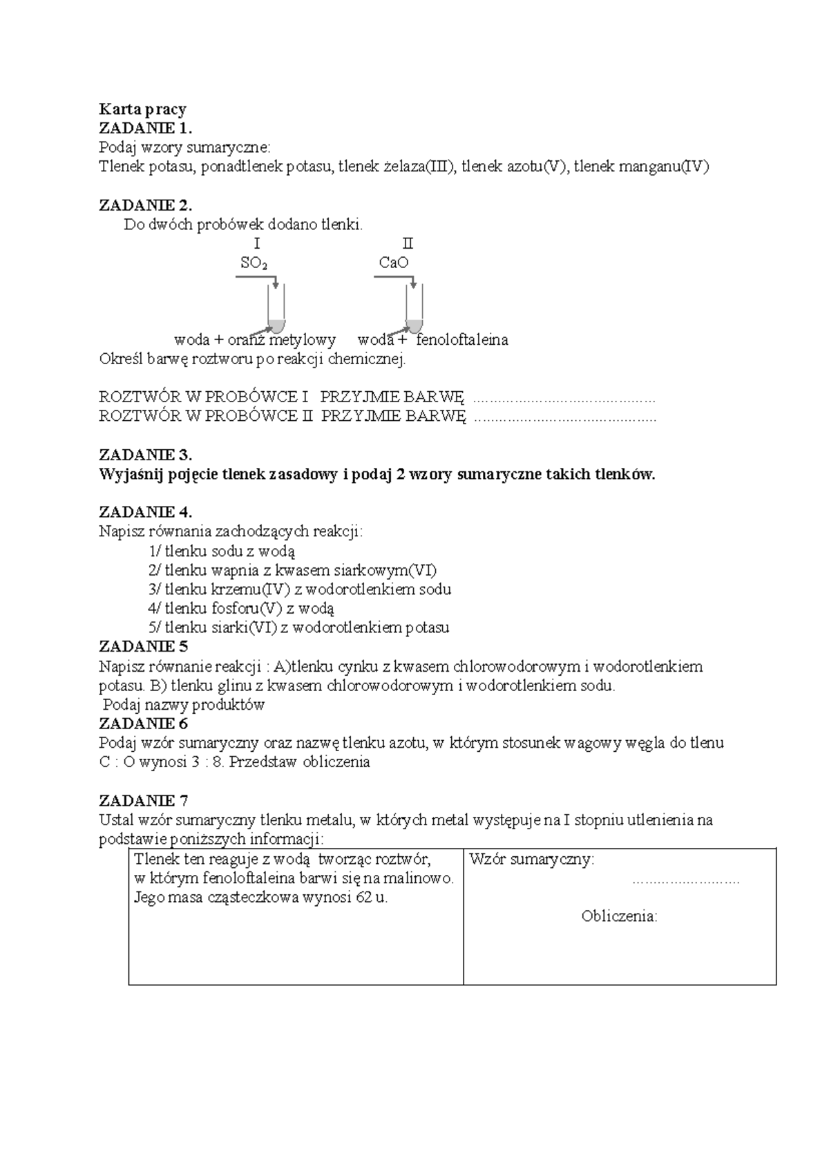 Sprawdzian Z Chemii Powietrze Zadania Tekstowe www.studocu.com