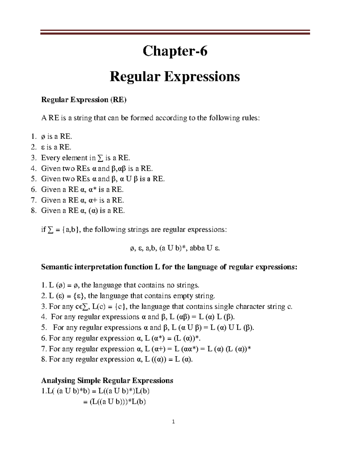 ATC - ATC study material - Chapter- 6 Regular Expressions Regular ...
