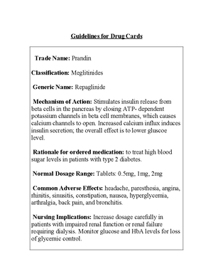 Acarbose - drug cards - Guidelines for Drug Cards Trade Name: Precose ...