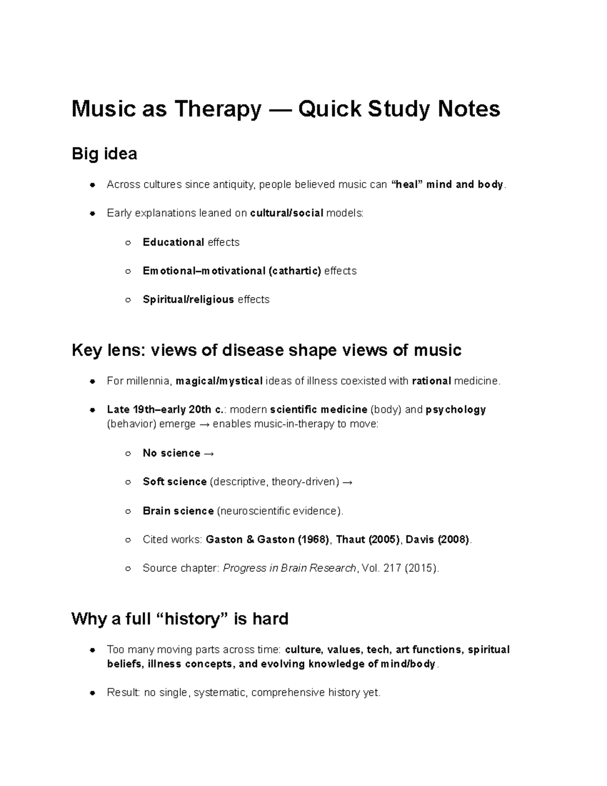 MT - Music Therapy Topic 2: Historical Perspectives and Key Concepts ...