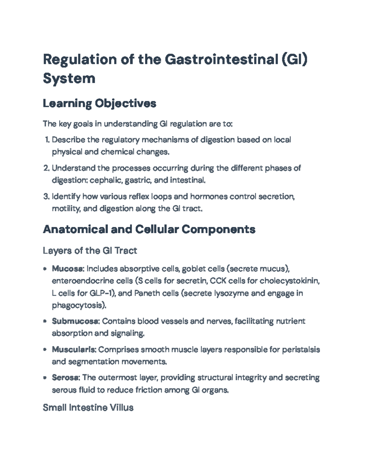 Regulation of the Gastrointestinal System: Mechanisms and Phases for ...