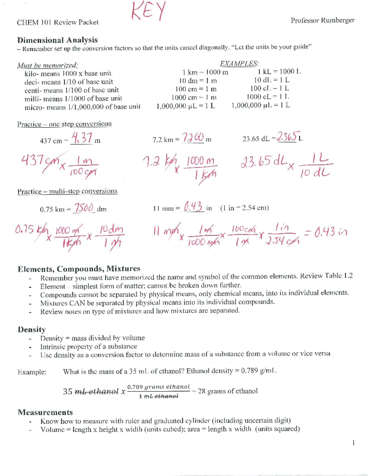 CHEM 101 Final Exam Review: Key Concepts and Practice - Studocu