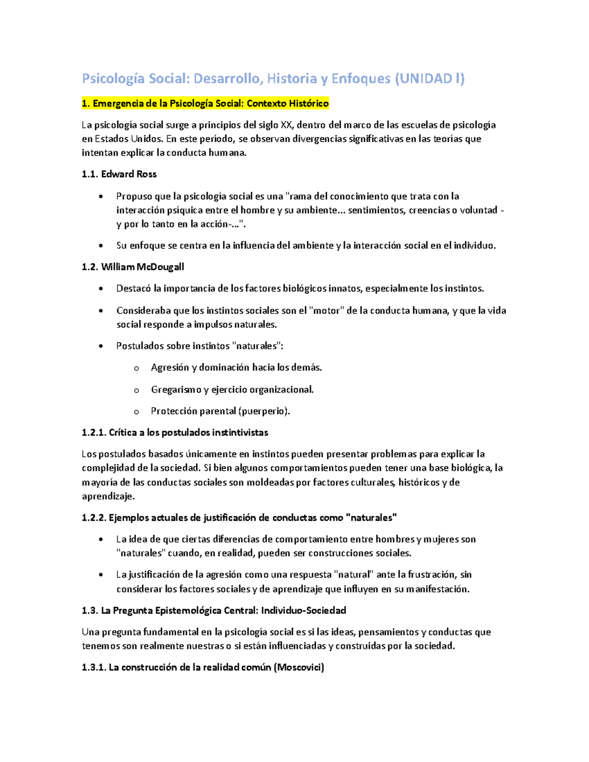Psicología Social: Desarrollo y Procesos Sociocognitivos (UNIDAD I y II) - Document Preview
