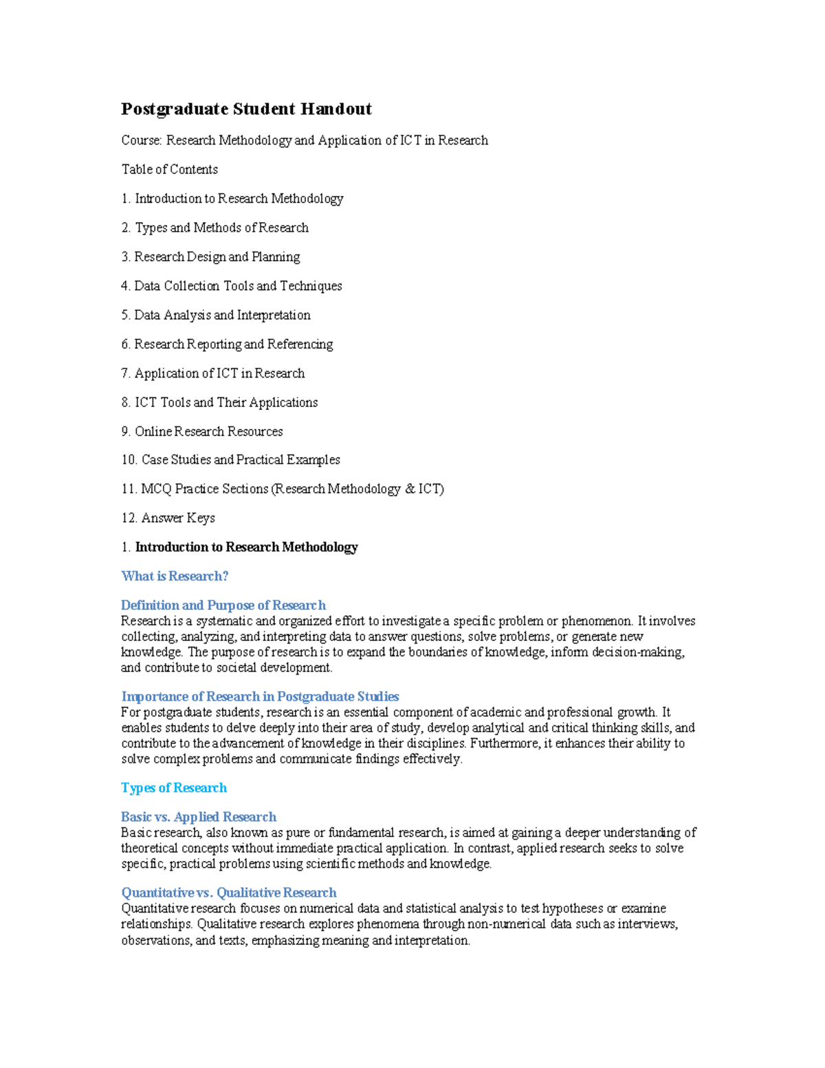 Research Methodology & ICT Chapter 1: Comprehensive Overview for ...