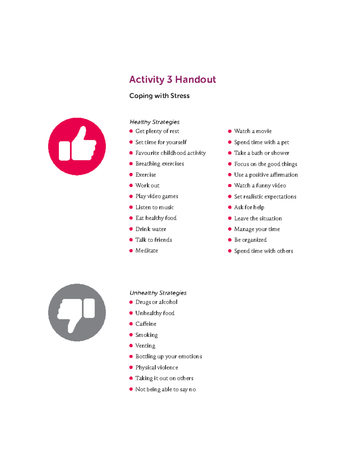 Coping with Stress Strategies - nbbb Activity 3 Handout - Studocu
