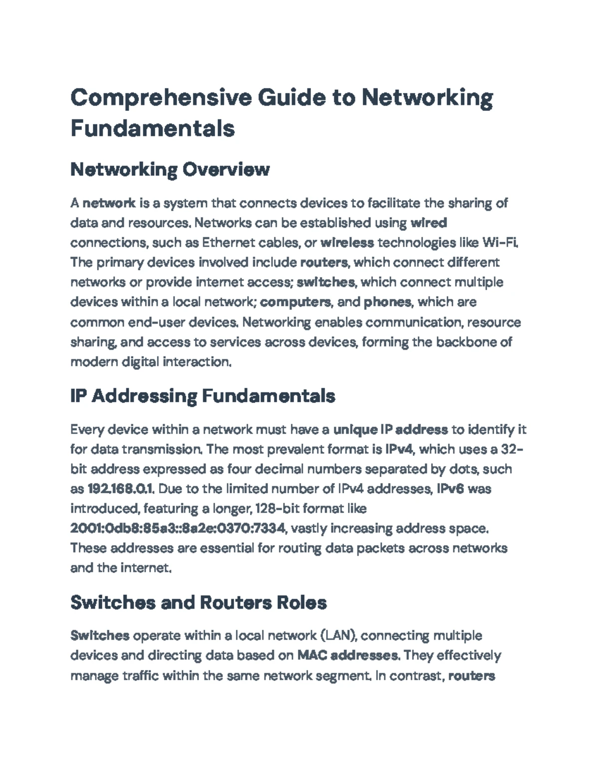 Comprehensive Guide to Networking Basics: Types & Devices - Studocu