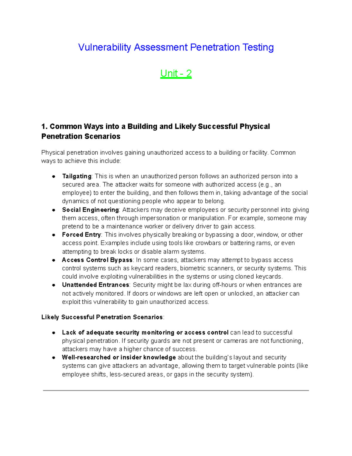VAPT Unit-2 - ...... - Vulnerability Assessment Penetration Testing ...