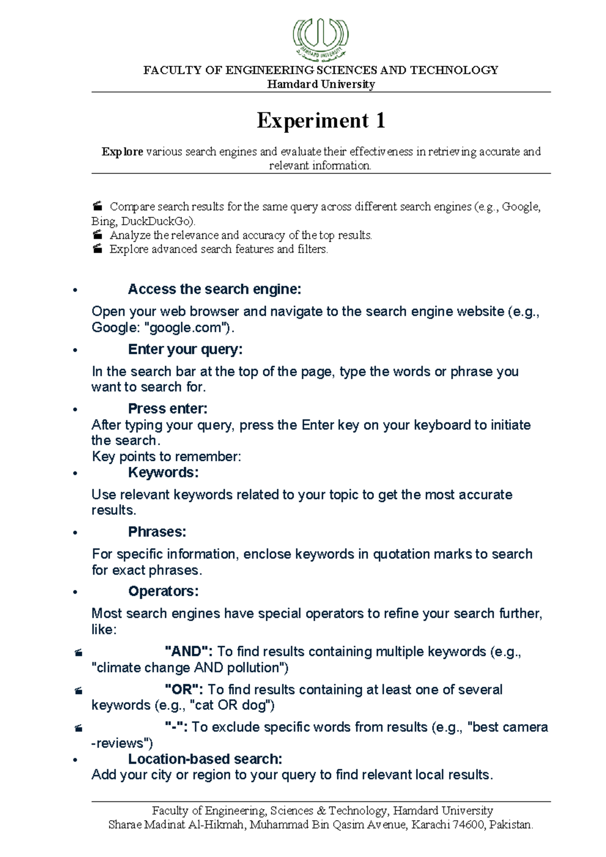 Lab 1 - Effectiveness of Search Engines in Information Retrieval - Studocu