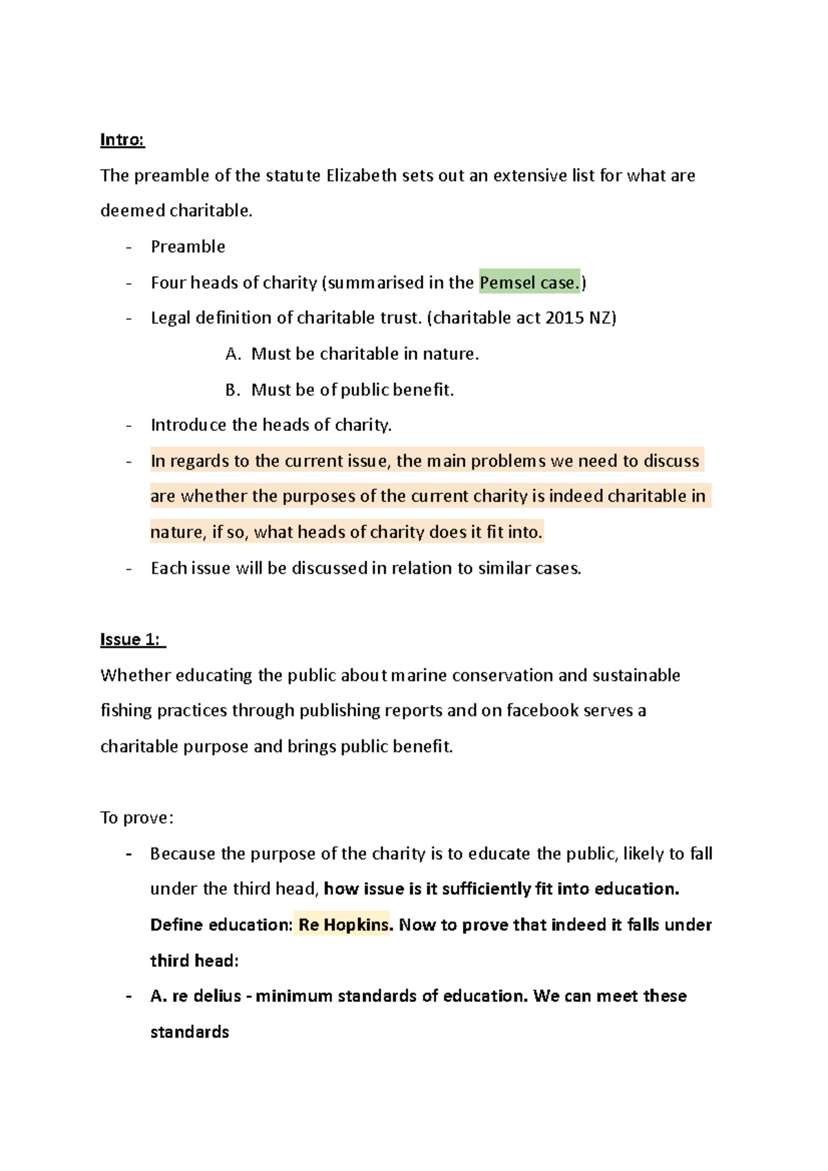 308 Assignment 1: Charitable Trusts and Public Benefit Analysis - Studocu