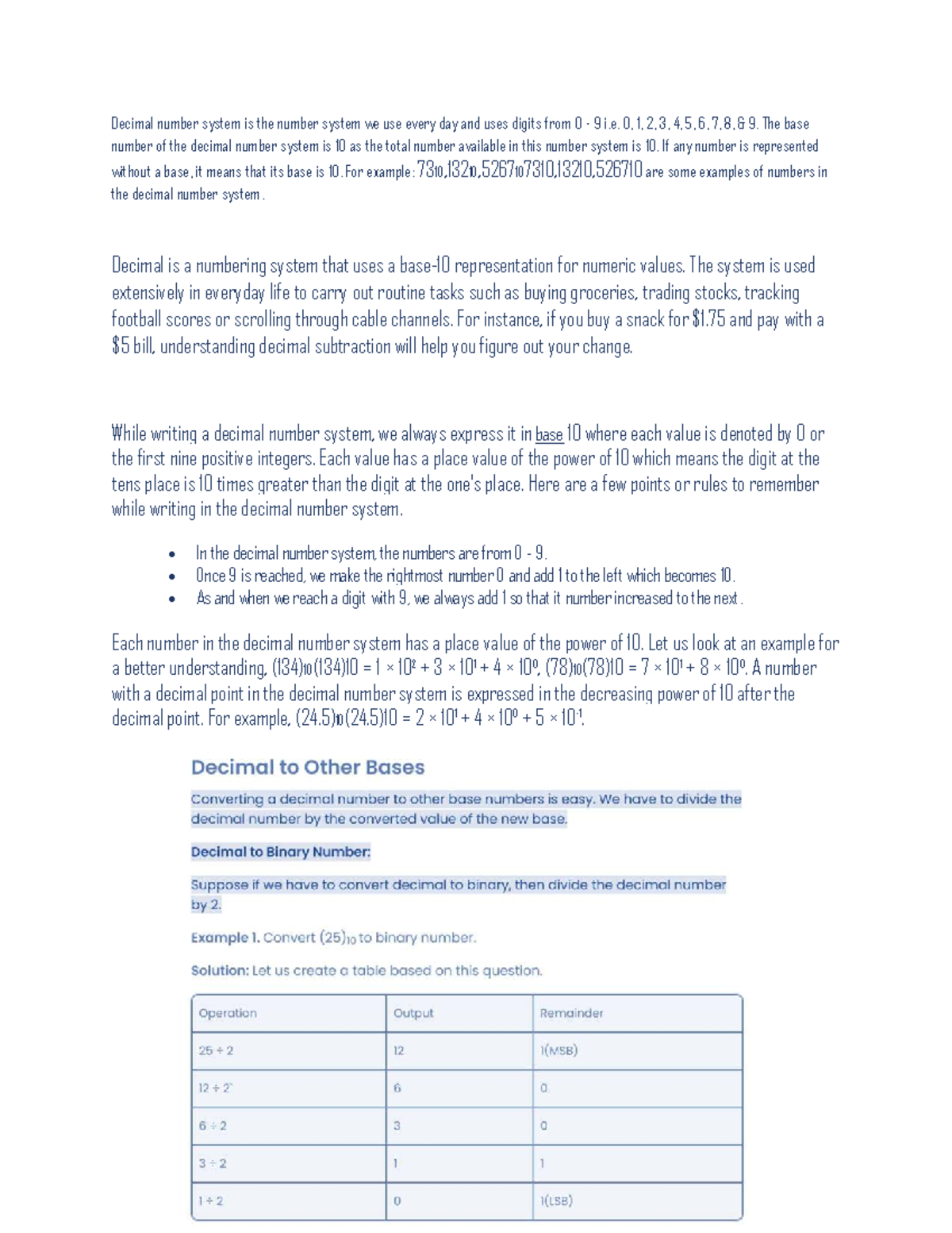 MATH - Understanding the Decimal Number System - Studocu