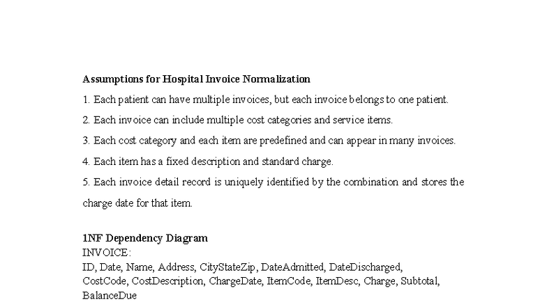 Normalization of Hospital Invoice Records: Key Assumptions and Details ...