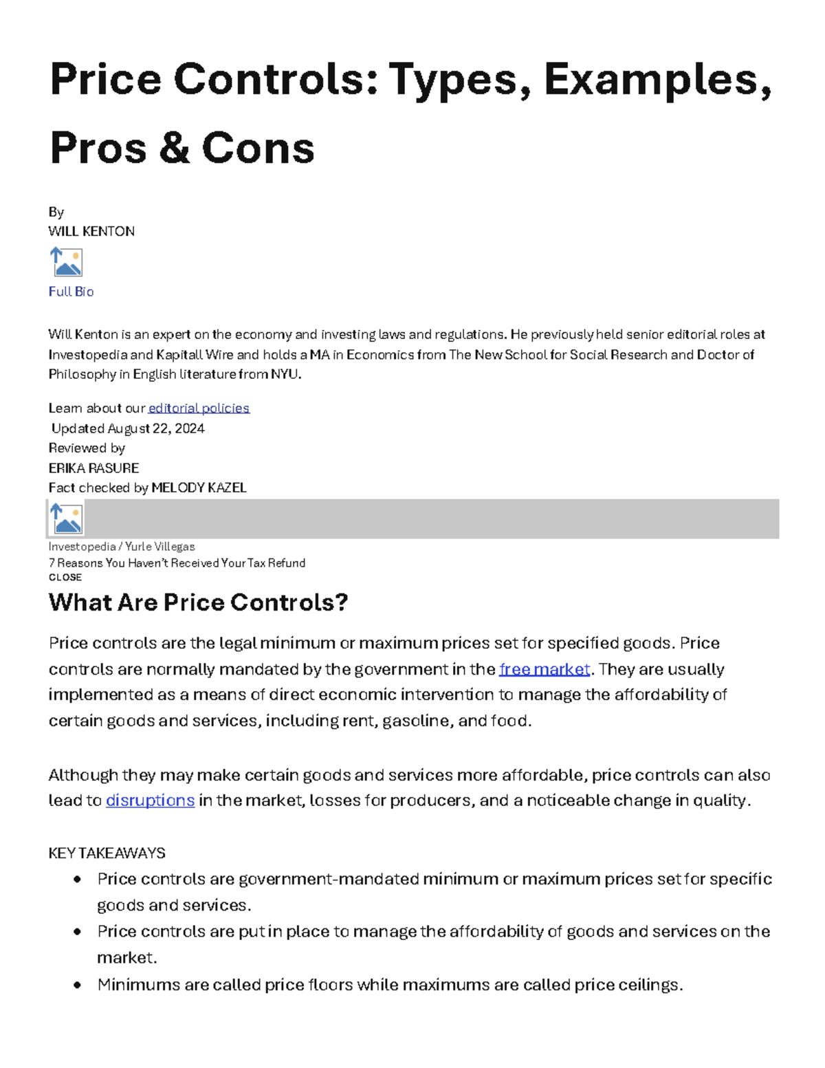 Price Controls: Types, Examples, Pros & Cons - ECON 101 Study Guide ...