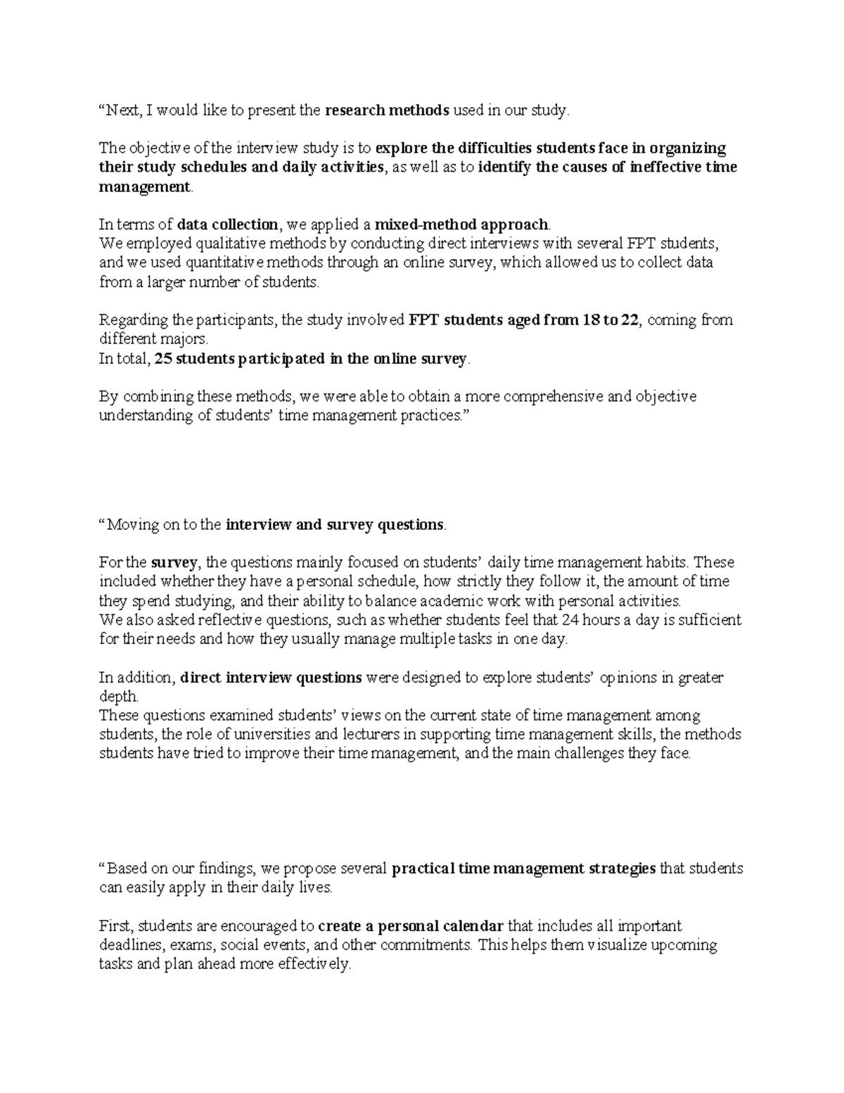 Research Methods in Time Management Study: FPT Students Insights - Studocu