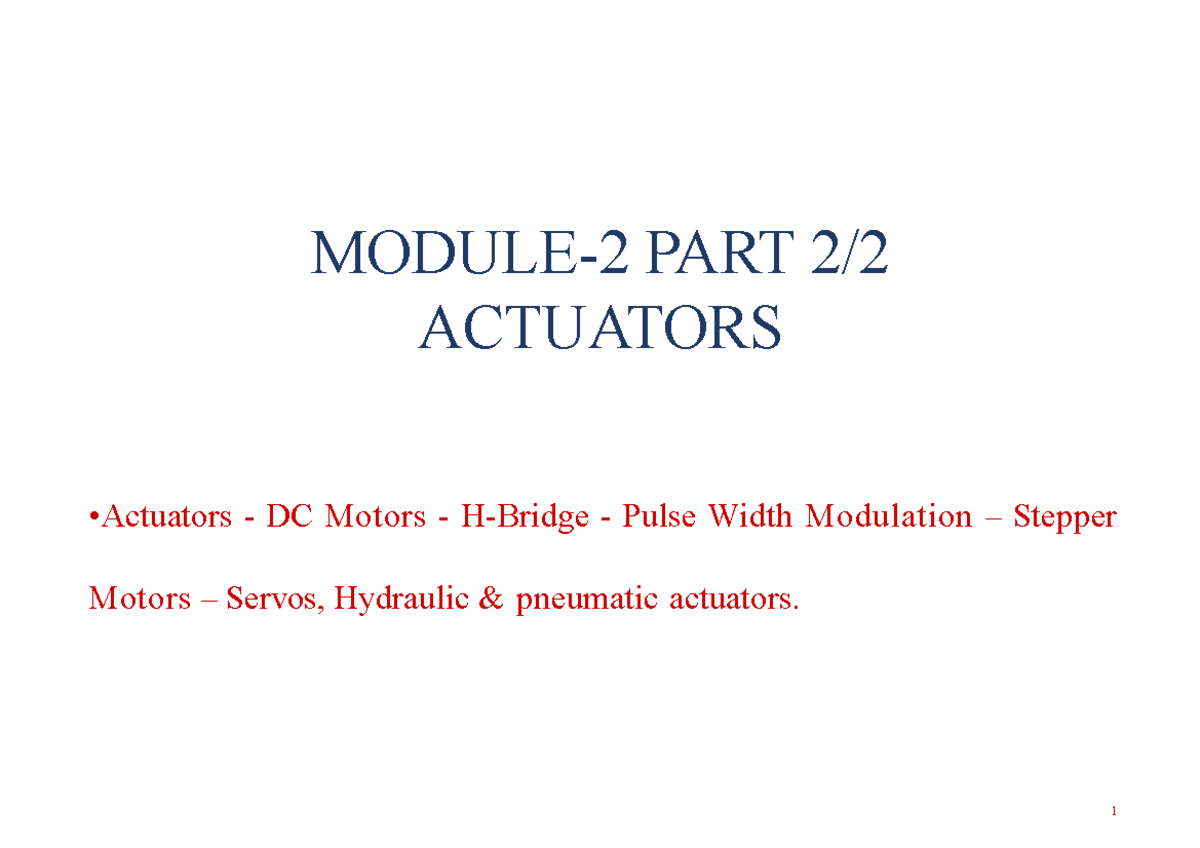 RIS M2 - Actuators and Control: DC Motors & PWM Overview - Studocu