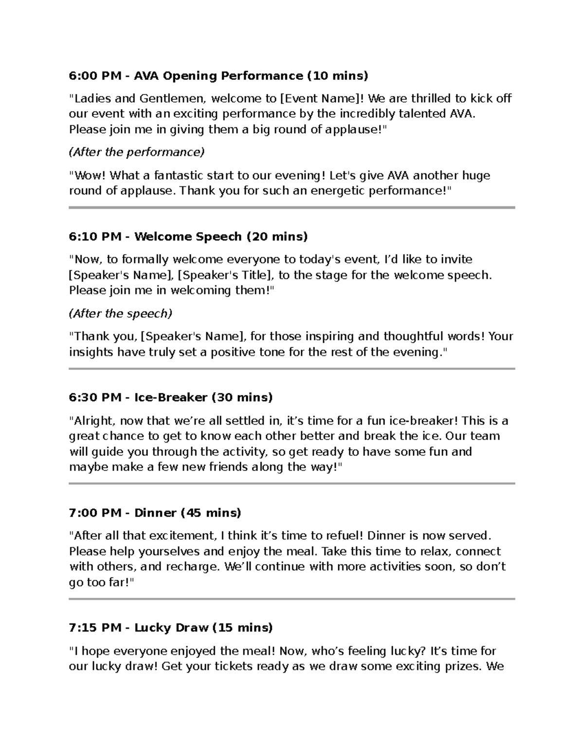 MC - sss event schedule and highlights for the evening activities - Studocu