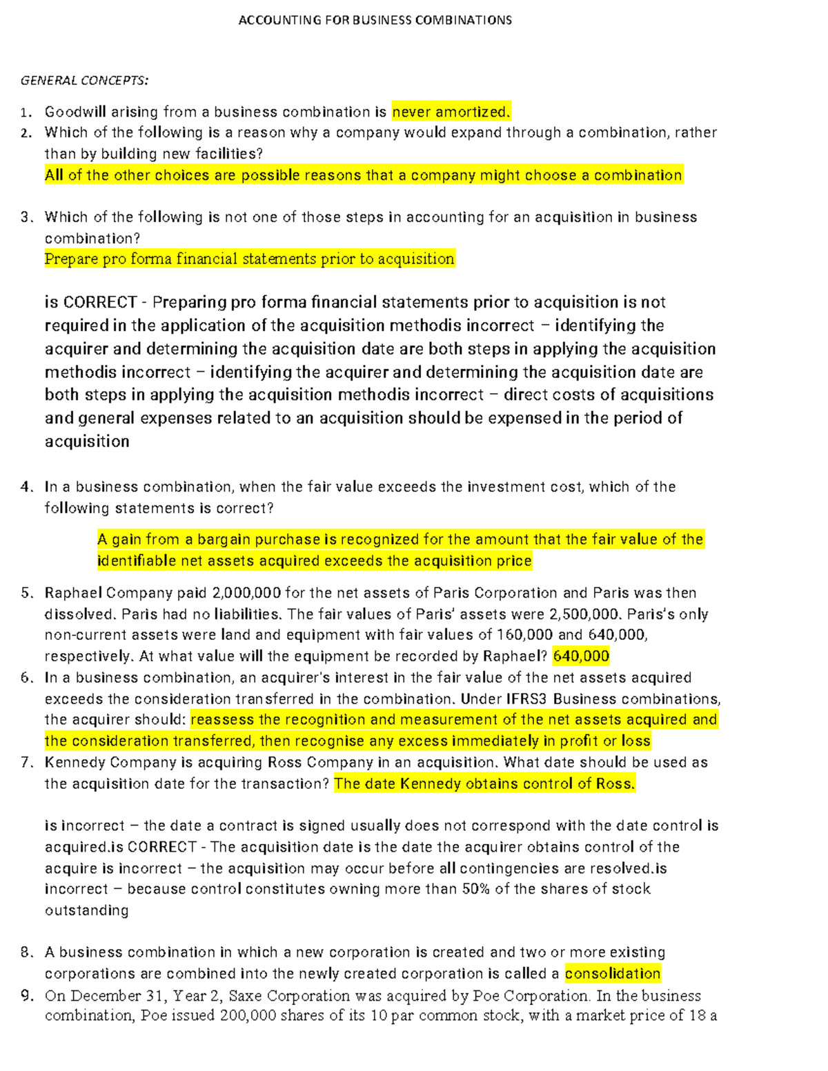 ACCOUNTING FOR BUSINESS COMBINATIONS: GENERAL CONCEPTS AND GOODWILL ...