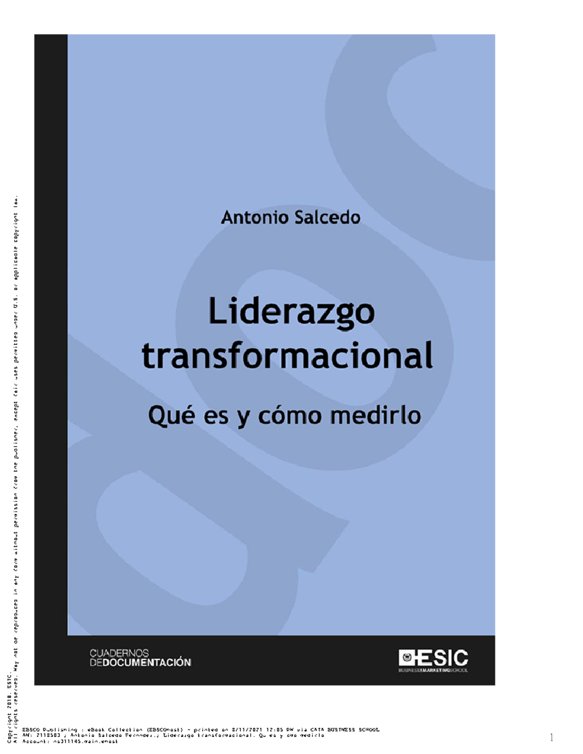 Antonio Salcedo F 2018 - Cubierta sobre Liderazgo Transformacional - Document Preview