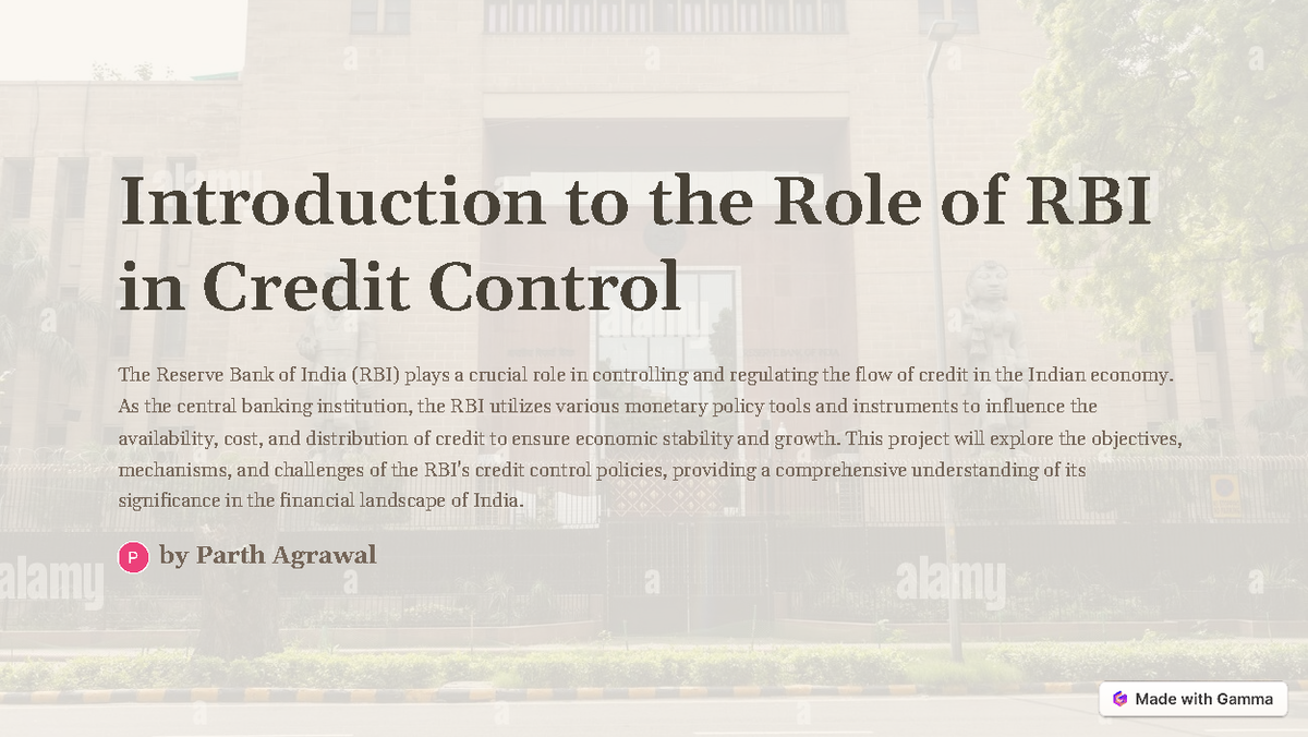 RBI's Role in Credit Control: An In-Depth Analysis and Overview - Studocu