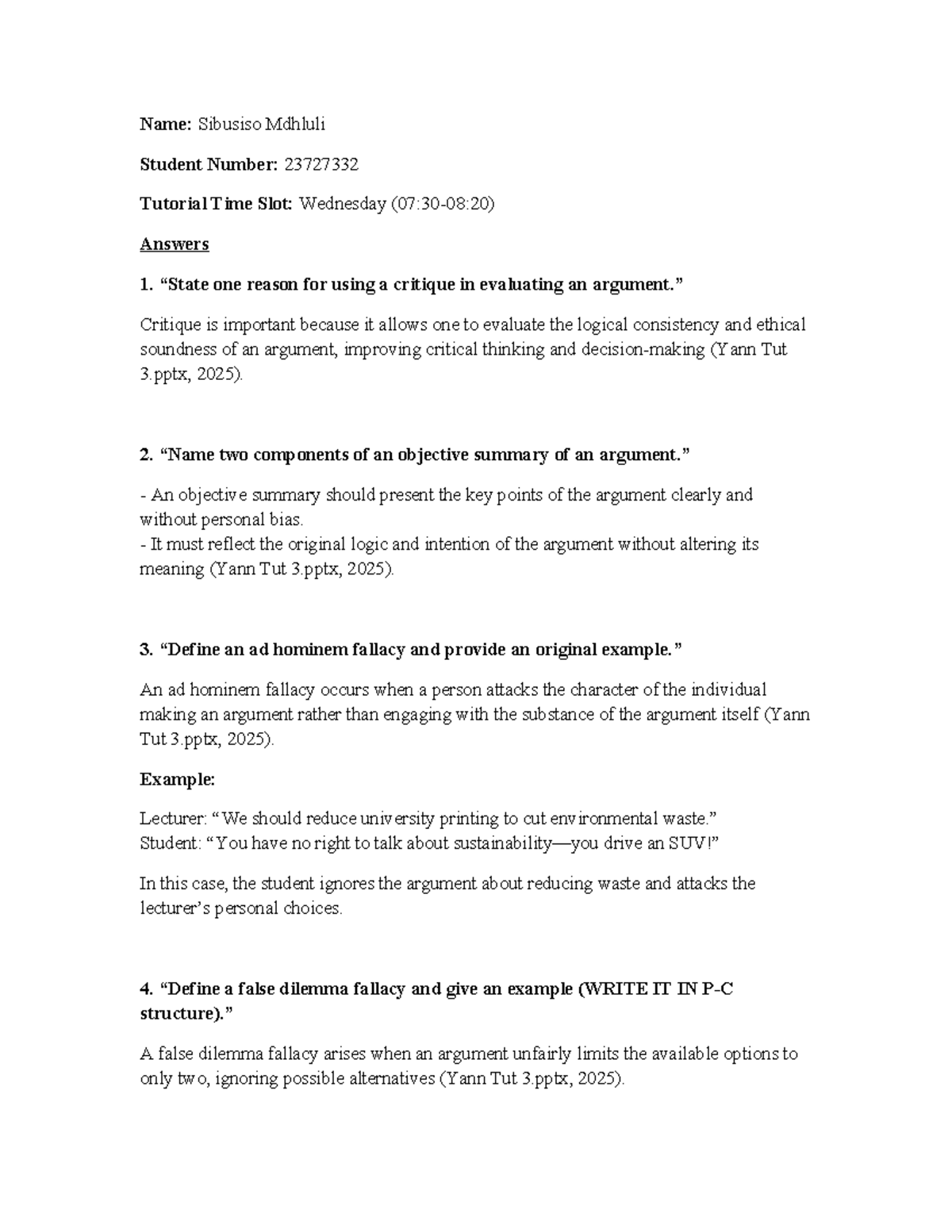 FIL252 Tutorial Assignment 3: Understanding Critiques and Fallacies ...