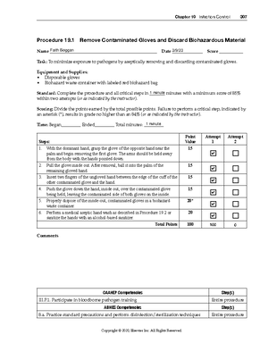 Infection control worksheet - MAS110 Clinical Procedures and Techniques ...