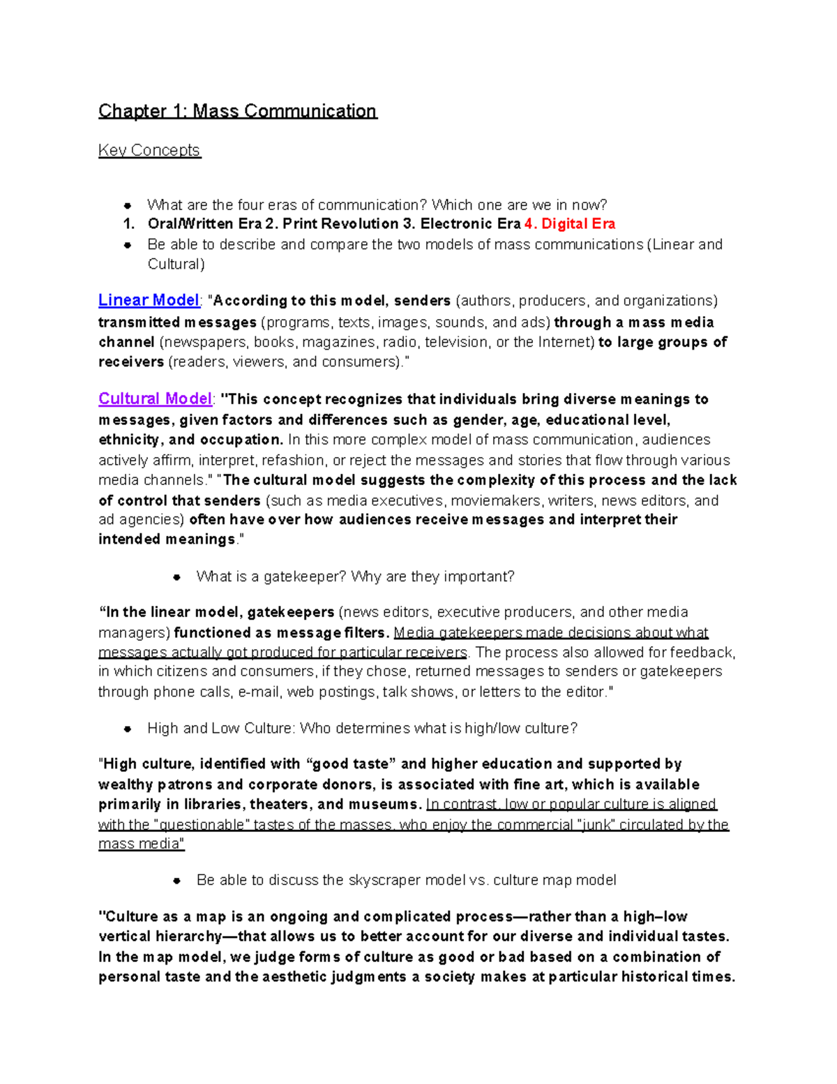 COM 107 Exam #1 Open Notes: Insights on Mass Communication and Media ...