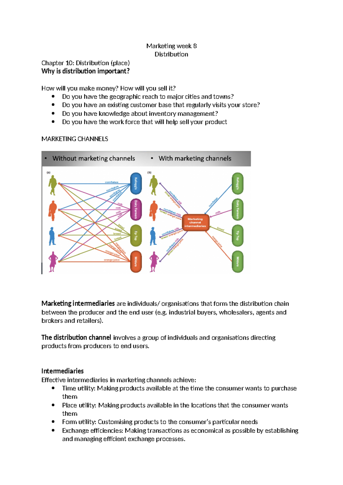 Marketing 101: Week 8 Lecture Notes on Distribution Channels - Studocu