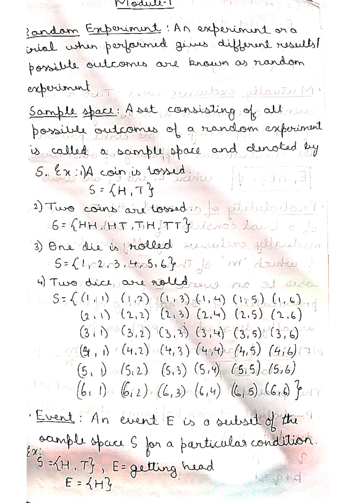 Maths 3rd Sem - Random Experiments, Probability & Distributions Notes ...