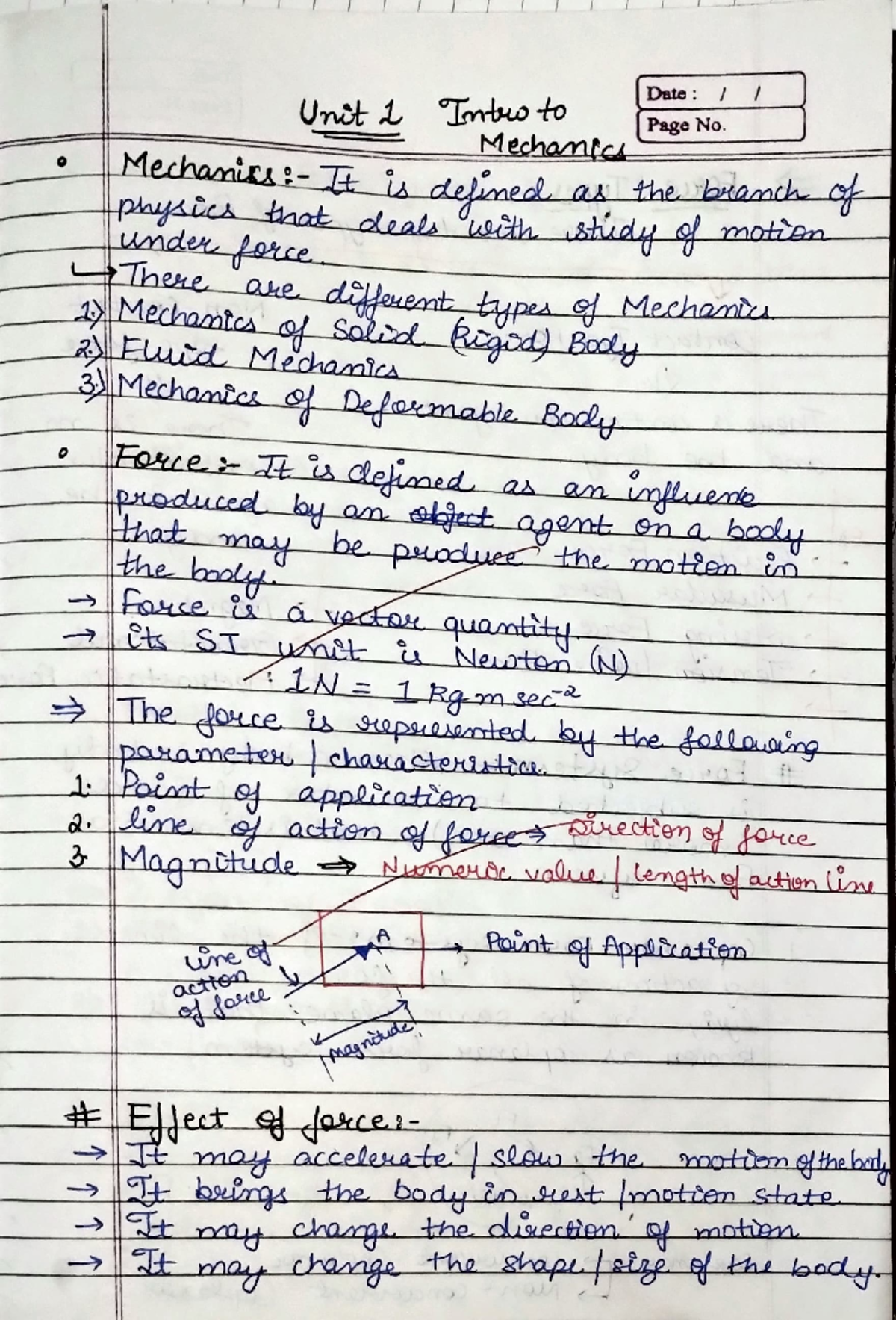 Unit 1 Mechanics: Introduction to Forces and Motion Concepts - Studocu