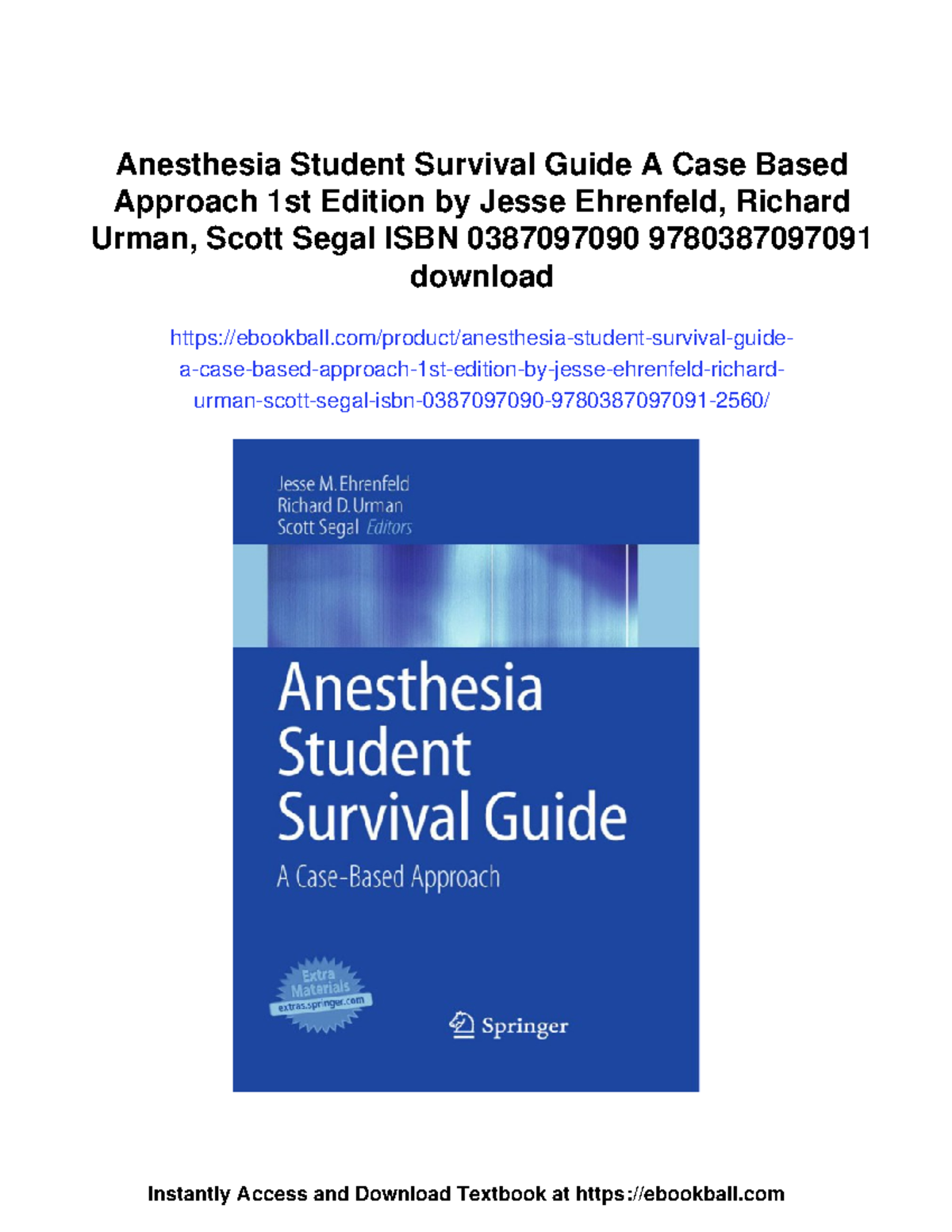 Anesthesia student survival guide: A case-based approach (1st ed ...