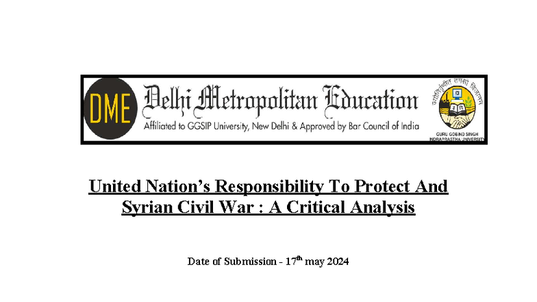 R2P and the Syrian Civil War: A Critical Analysis (PSDA) - Studocu