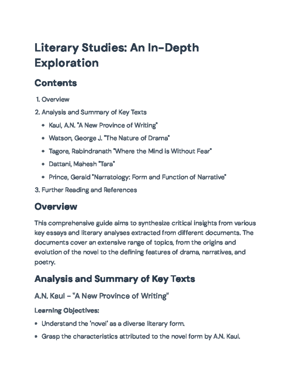 Literary Studies: Key Texts & Insights Overview (Course Code ...