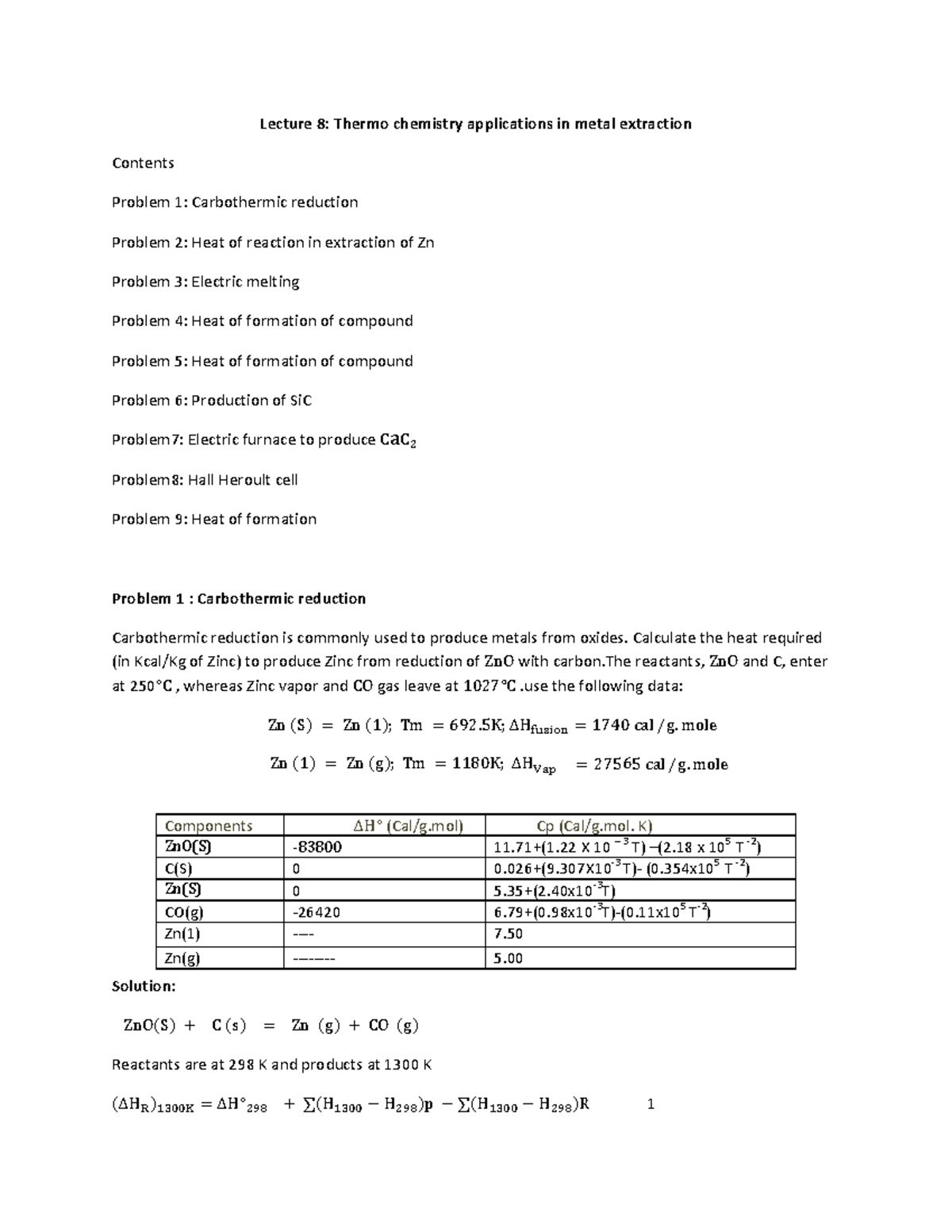Lecture 8: Thermochemistry Applications in Metal Extraction (CHEM101 ...