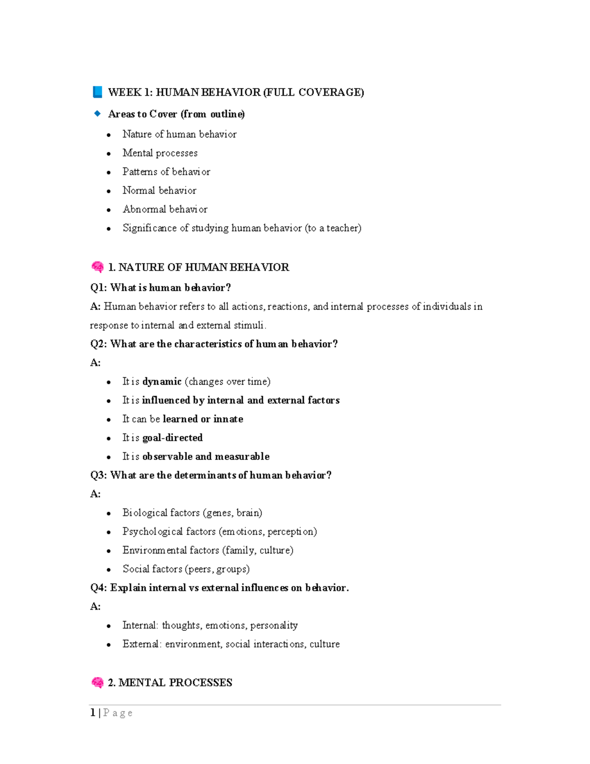 EPY 101: WEEK 1-5 HUMAN BEHAVIOR & GROUP DYNAMICS REVISION GUIDE - Studocu