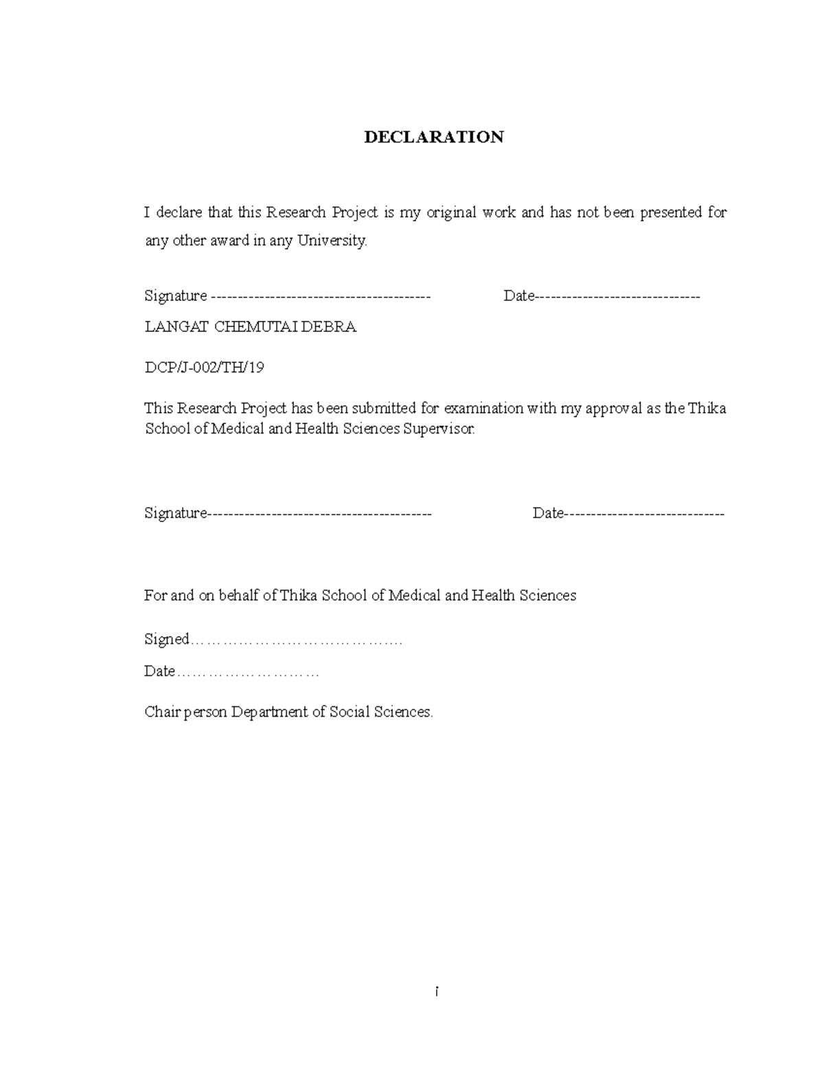 Project-THE Effects OF Divorce ON Children - DECLARATION I declare that ...