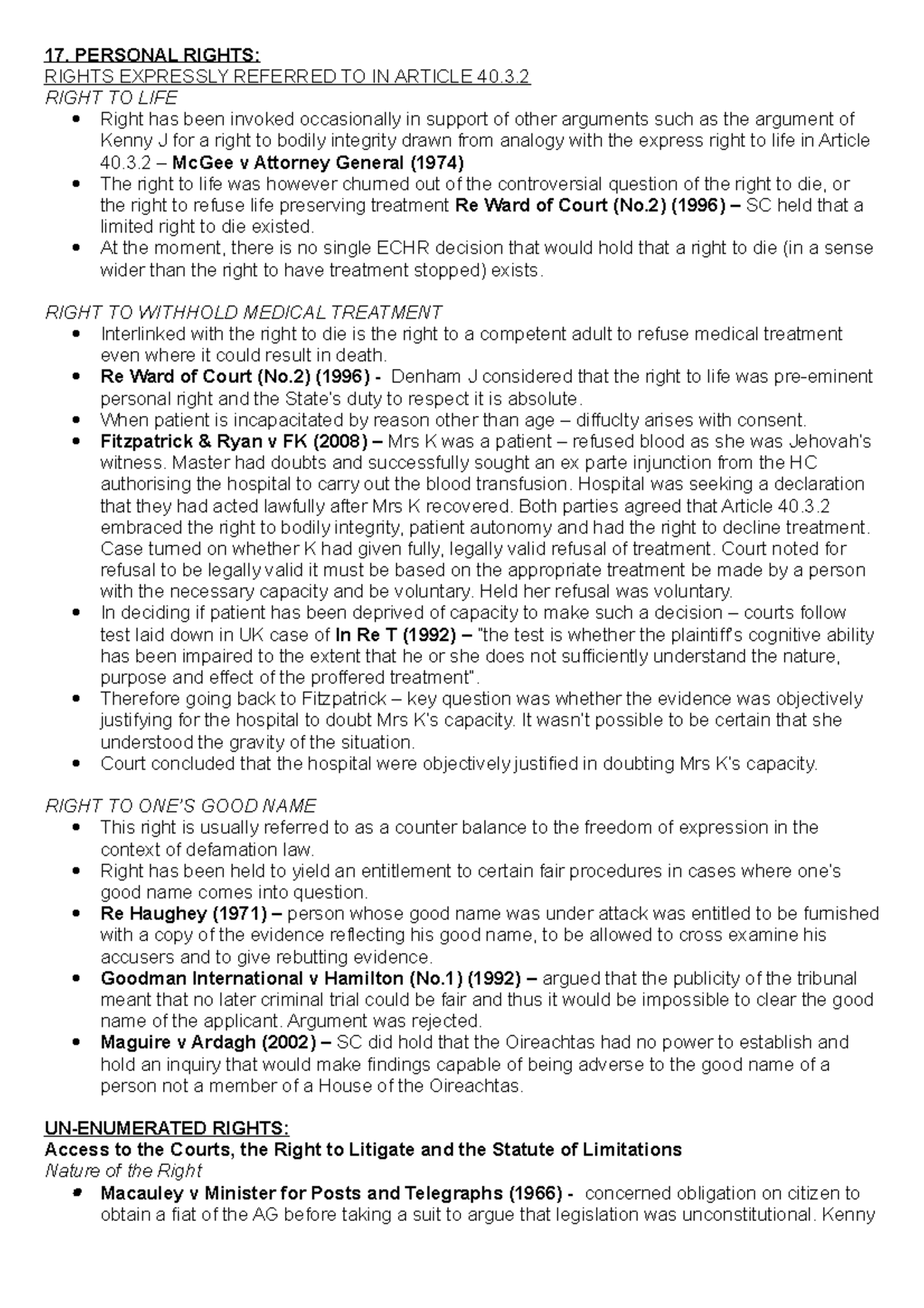 Personal Rights Under Article 40.3: An In-Depth Analysis - Studocu