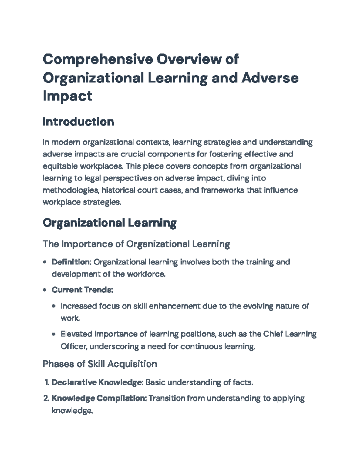 Organizational Learning & Adverse Impact in Employment: A Comprehensive ...