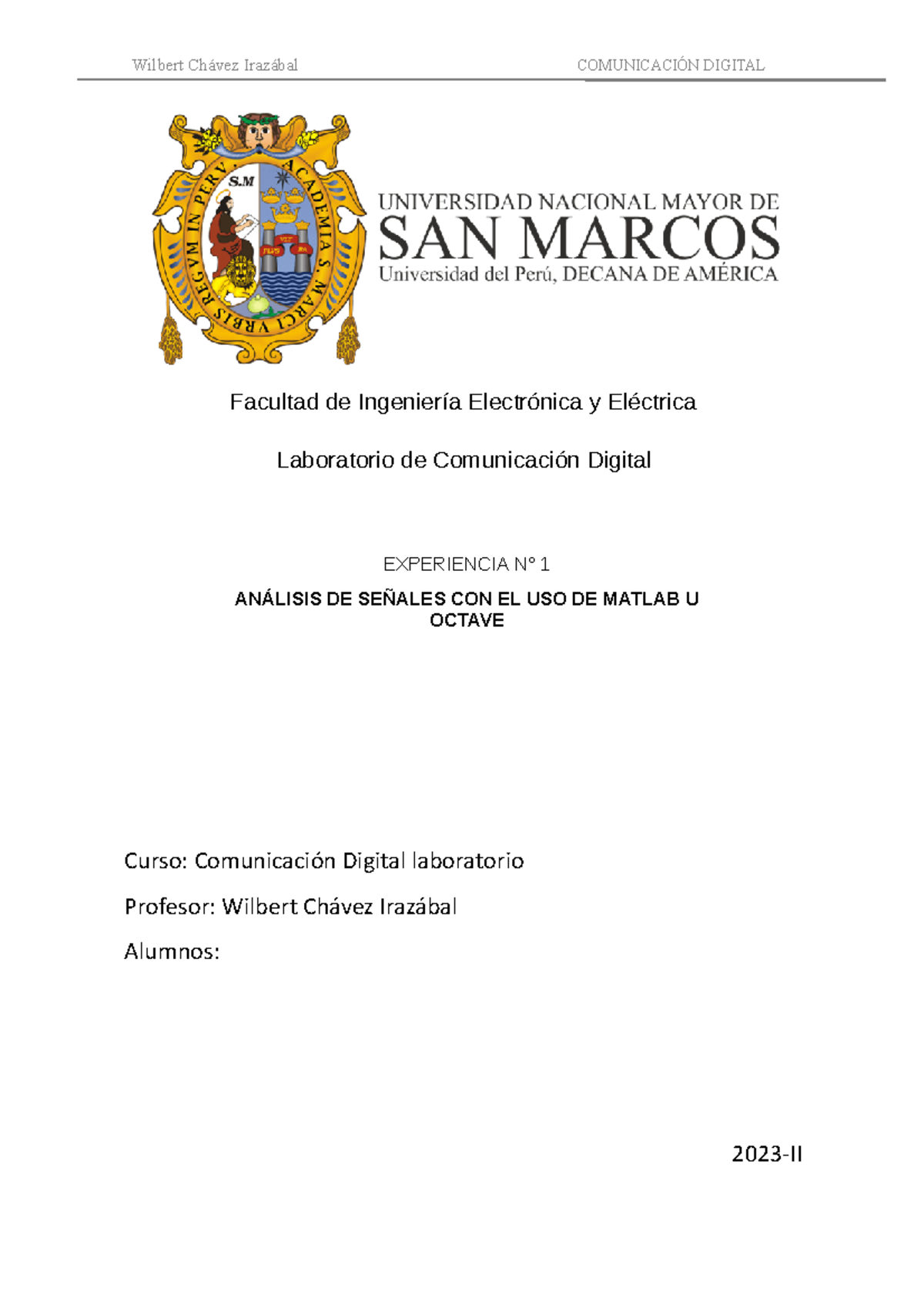 Informe 1: Análisis de Señales en MATLAB y OCTAVE - Comunicación Digital 2023-II - Document Preview