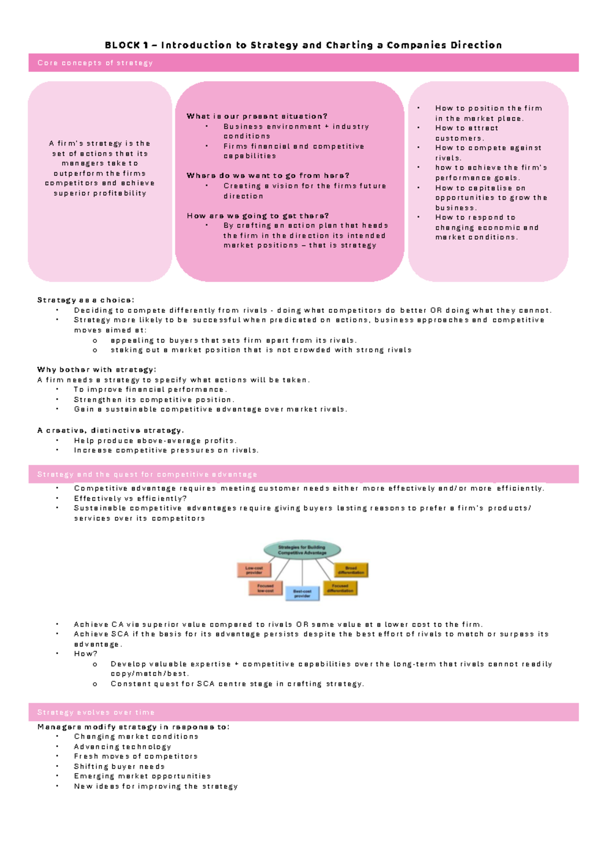 OBS 310 Strategy Fundamentals: Key Concepts and Analysis Notes - Studocu