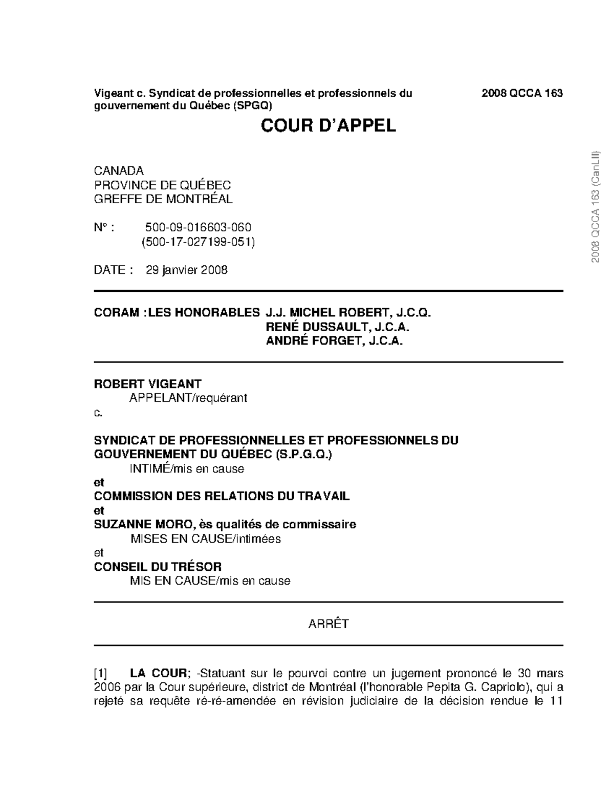 Vigeant c. Syndicat de professionnelles et professionnels du ...