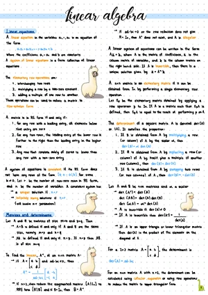 Linear Algebra Cheat Sheet: Key Concepts & Formulas for Exam Prep - Studocu