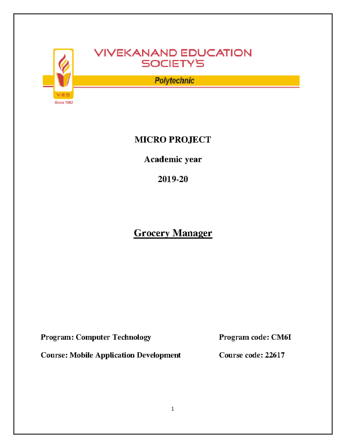 MAD MP Format t - mad project - MICRO PROJECT Academic year 2019 - 20 ...